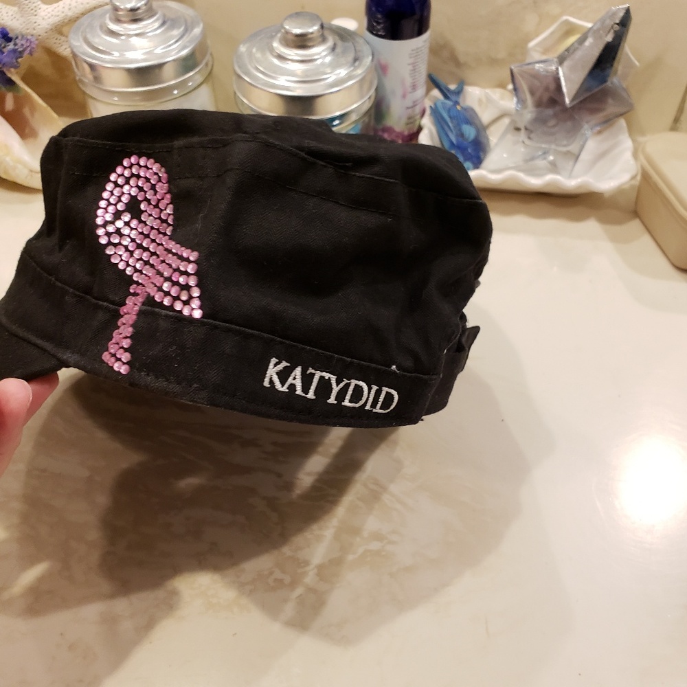 ❤️SOLD!❤️Biker style pink rhinestone distressed cap